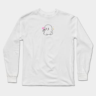 ghost cute with coffee Long Sleeve T-Shirt